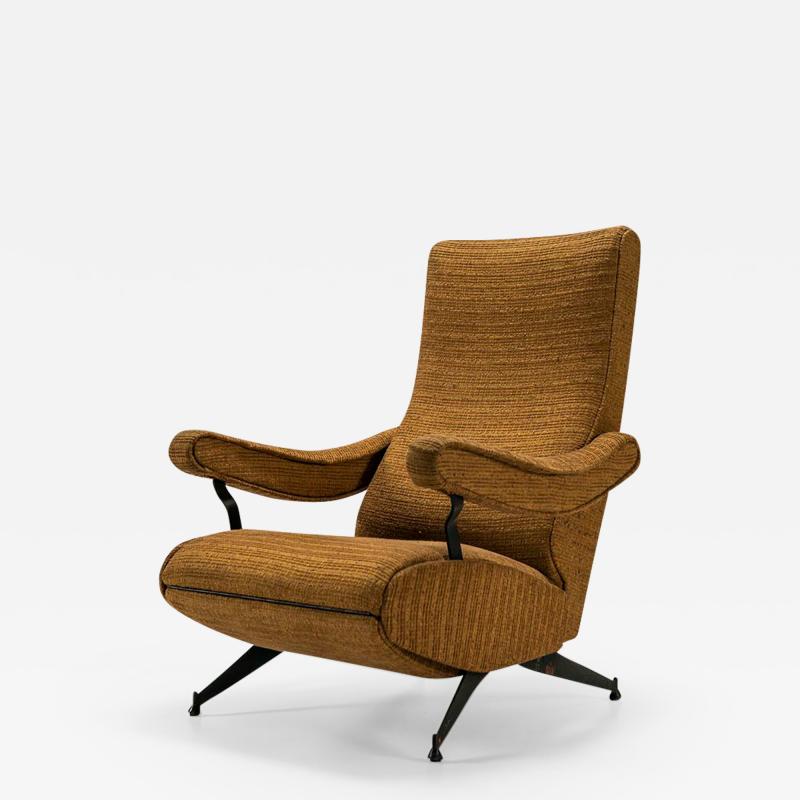 Nello Pini Reclining Armchair in Steel and Fabric by Nello Pini for Novarredo Italy 1959