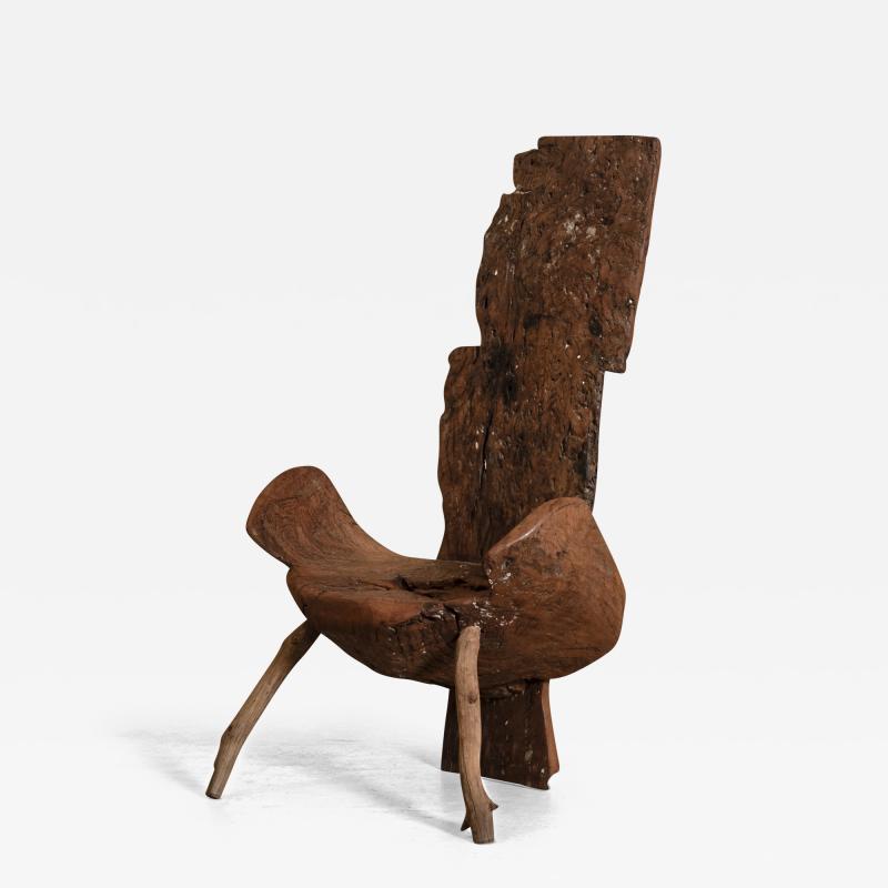 Nen Lounge chair in reclaimed solid wood contemporary Brazilian design