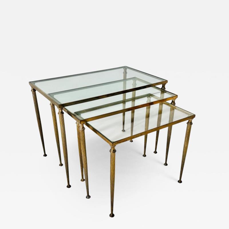 Neo Classical Brass Nesting Tables 1960