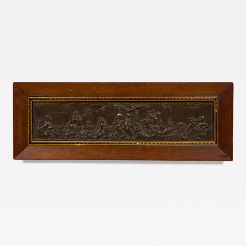 Neo classical Patinated Bronze Relief of Mythical Scene in Framed Wall Plaque