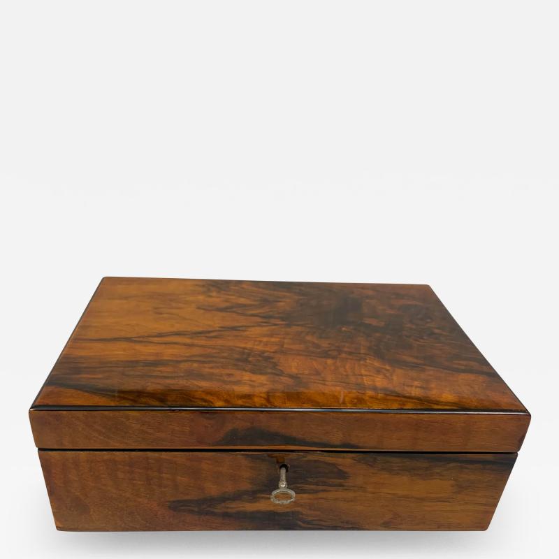 Neoclassical Biedermeier Casket Box Walnut Veneer South Germany circa 1830