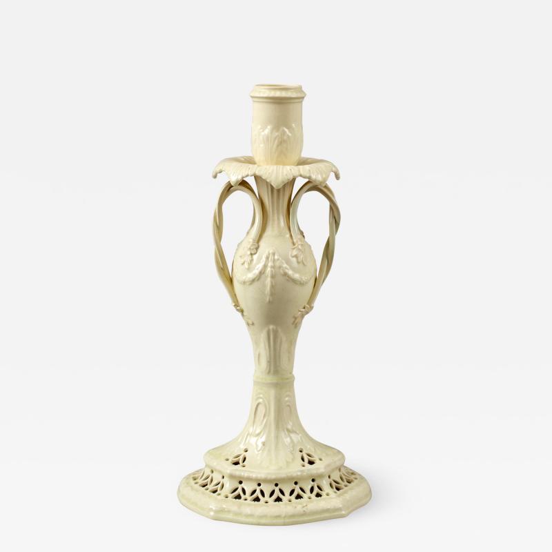 Neoclassical Creamware Candlestick with Twisted Handles