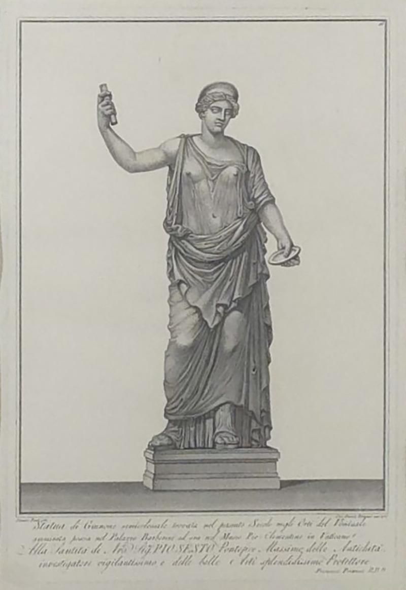 Neoclassical Engraving by Piranesi of a Goddess 19th century or earlier