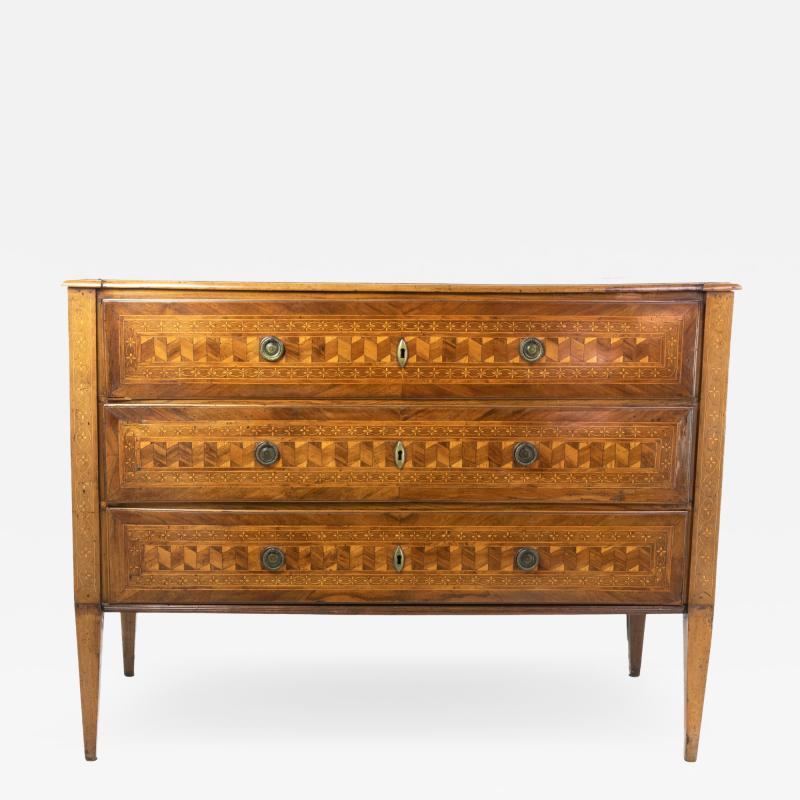 Neoclassical Inlaid 3 Drawer Commode Likely Italian Possibly Maltese ca 1770