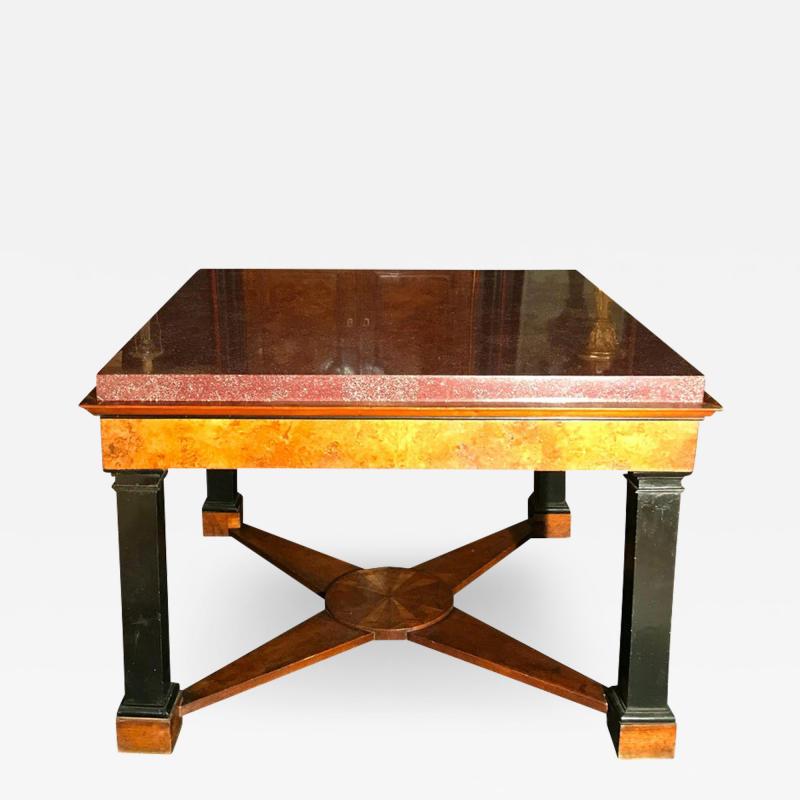 Neoclassical Italian Center Table with Imperial Porphyry Marble Tabletop