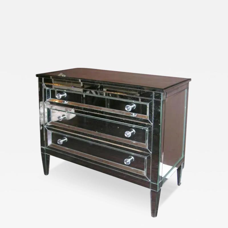 Neoclassical Modern 3 Drawer Beveled Mirrored Dresser