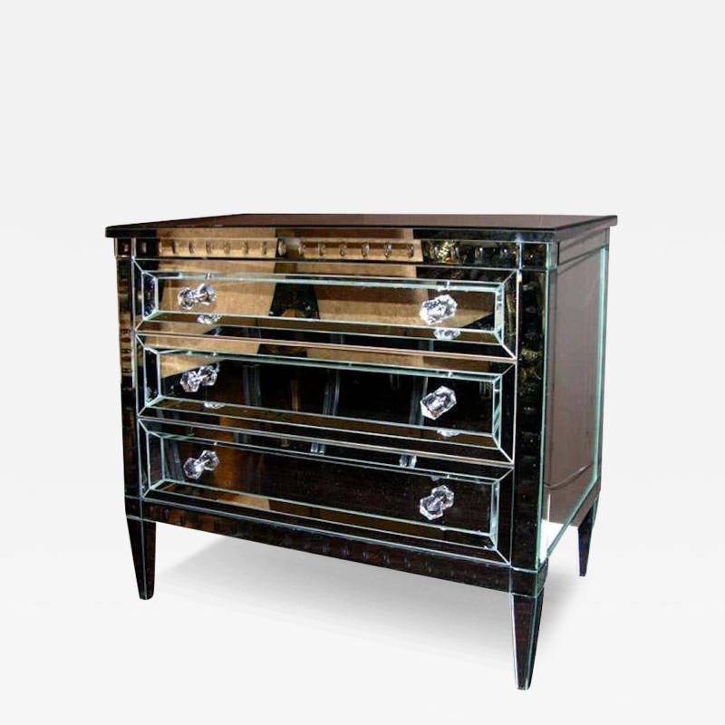 Neoclassical Modern 3 Drawer Beveled Mirrored Dresser