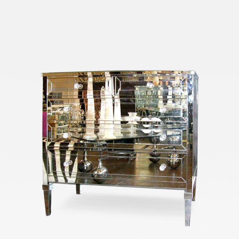 Neoclassical Modern 4 Drawer Mirrored Dresser
