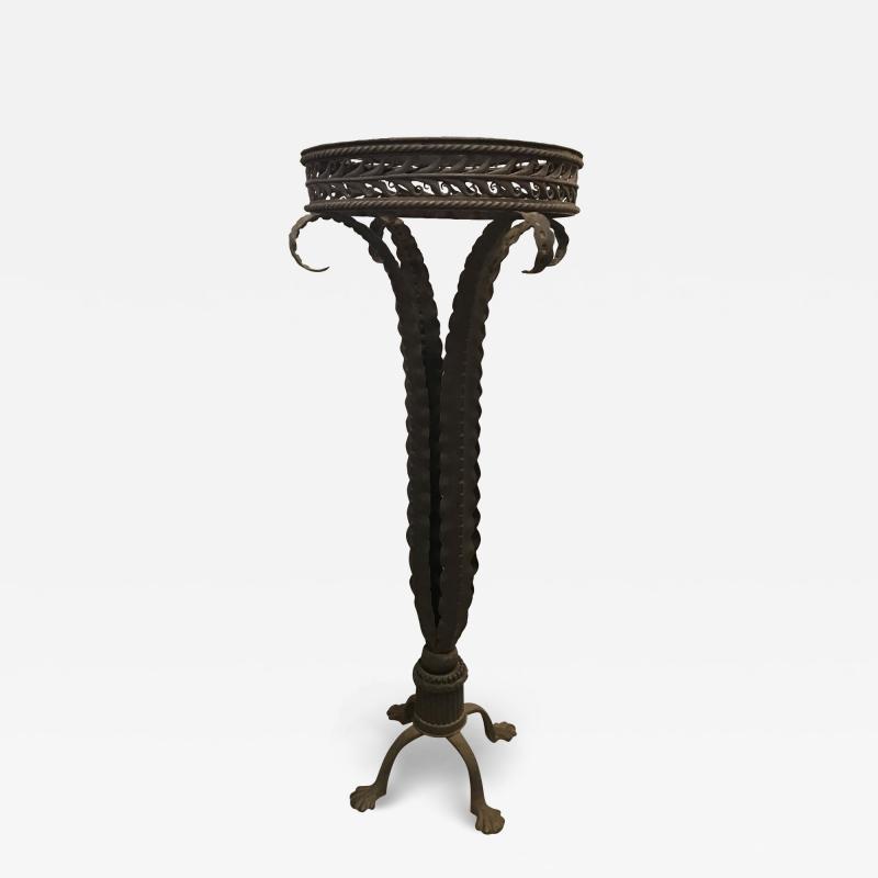 Neoclassical Plume Leg Wrought Iron Antique Pedestal