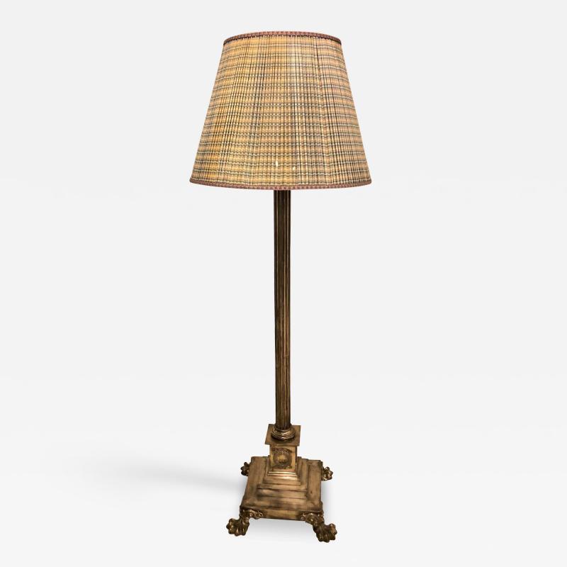 Neoclassical Silver over Bronze Antique Corinthian Column Form Standing Lamp