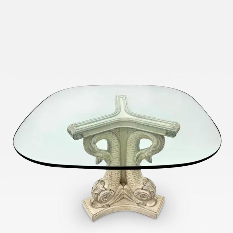 Neoclassical Style Carved Dolphins Venetian Gueridon Table with Glass Top