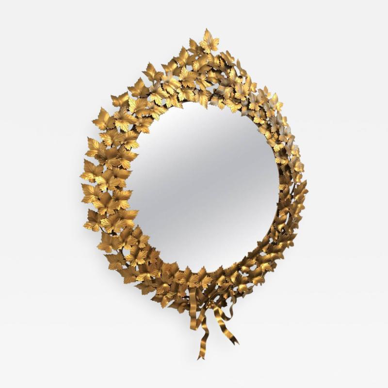 Neoclassical Style Gold Floral Mirror