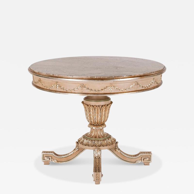 Neoclassical Style Polychrome Giltwood Center Table