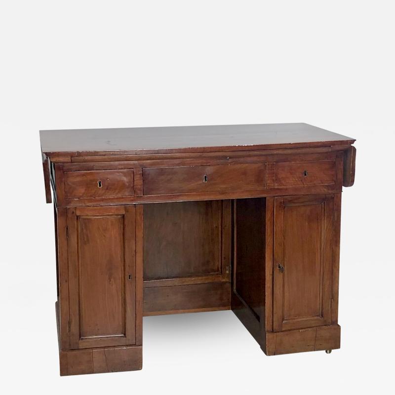 Neoclassical Walnut Drop Leaf Desk Italy Circa 1820