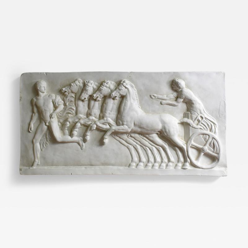 Neoclassical plaster four horses and a carriage