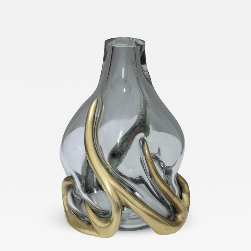 Nepir Portugal Bronze And Glass Vase