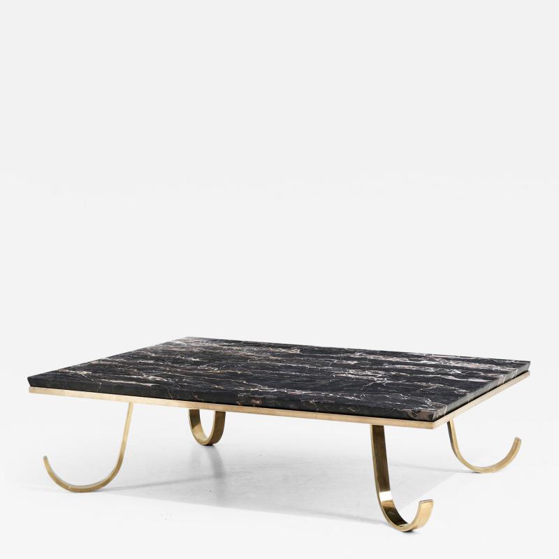 Nero Portoro Marble and Brass Coffee Table 1940