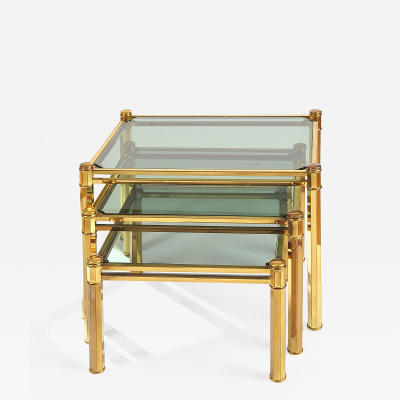 Nest of 1960s Italian Brass Side Tables