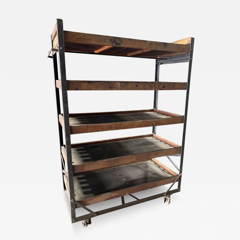 Nevarax Industrial Antique Angle Iron Wood Shelving Unit set of three