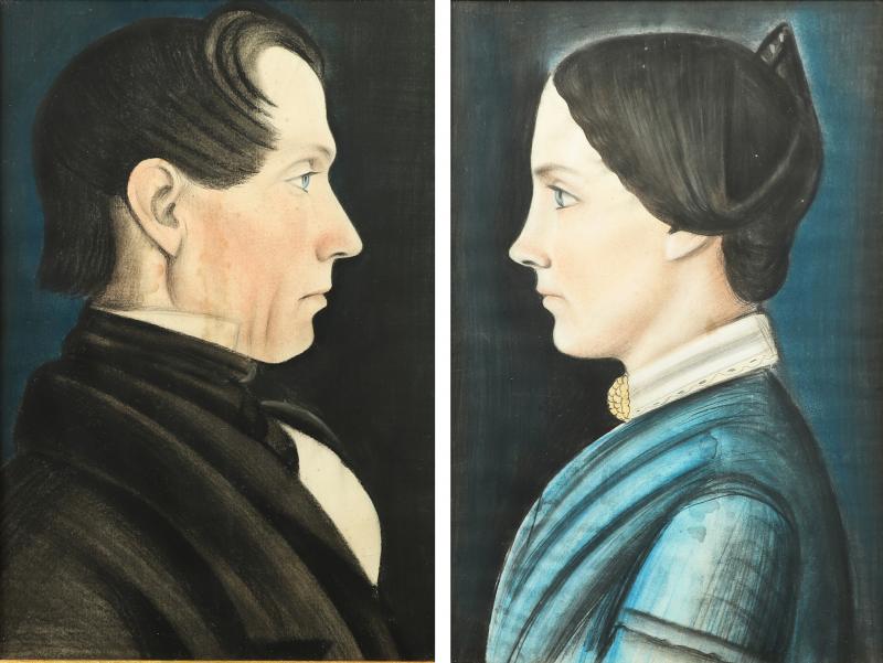 New England ca 1820 1830 Pair of Profile Portraits