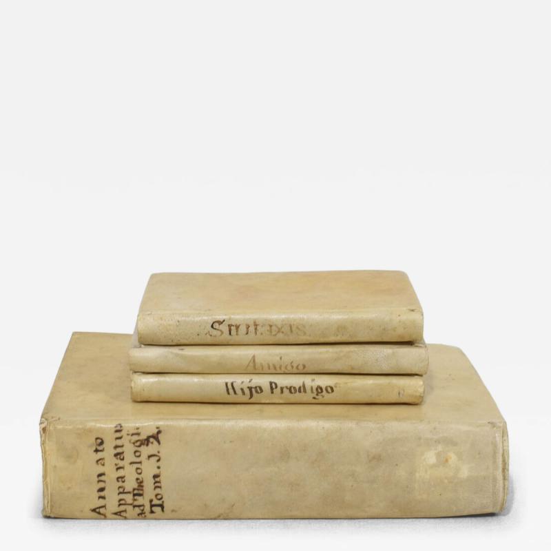 Nice Collection of 18th 19th Century Weathered Spanish Italian Vellum Books