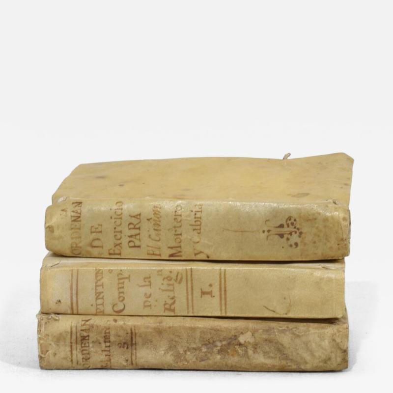 Nice Collection of 18th Century Weathered Spanish Vellum Books