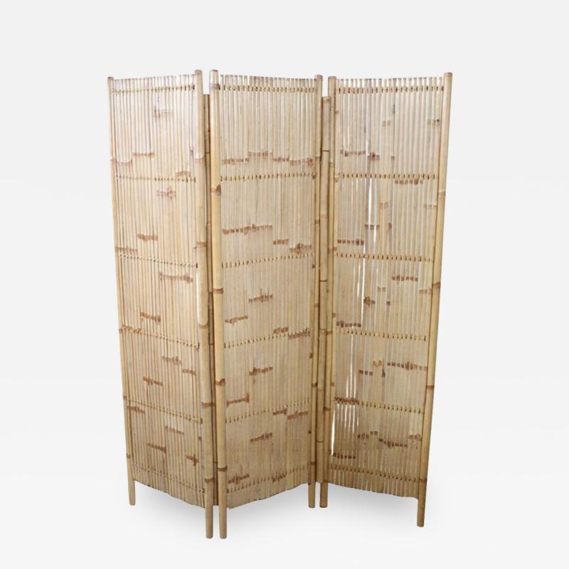 Nice Vintage Italian Three Panel Bamboo Screen