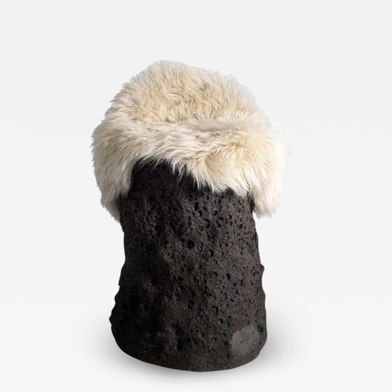 Niclas Wolf Geoprimitive Ceramic Settle with Sheep Wool by Niclas Wolf