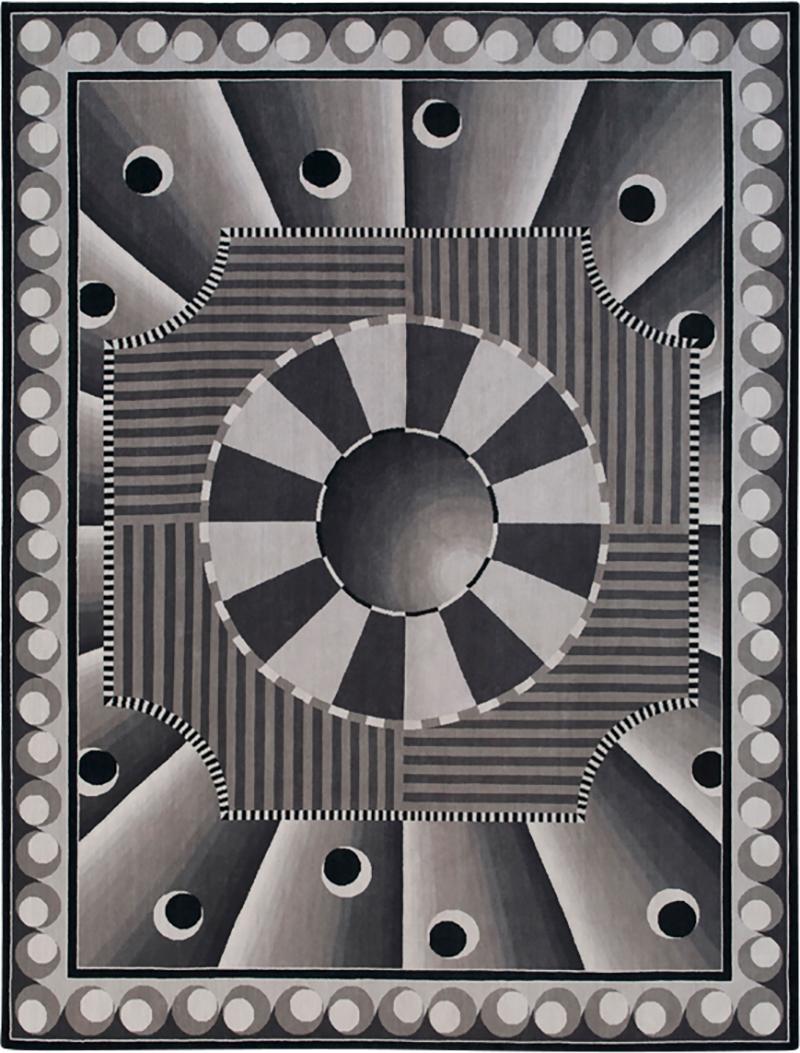Nicolas Aubagnac CELESTE Contemporary Savonnerie black and white rug