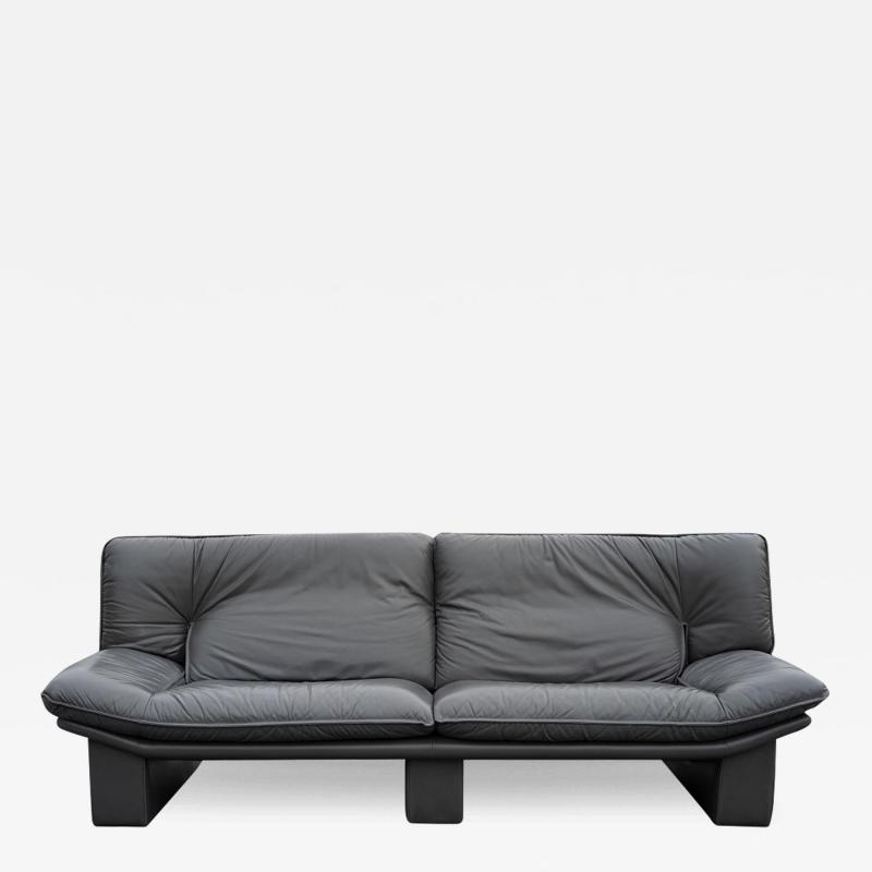 Nicoletti Salotti Nicoletti Salotti Italian Slate Leather Large Post Modern Three Seater Sofa