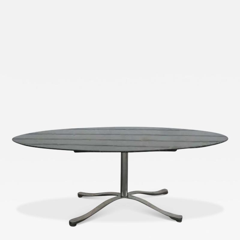 Nicos Zographos 78 Oval Zographos Black Marquina Marble Stainless Steel Dining Table
