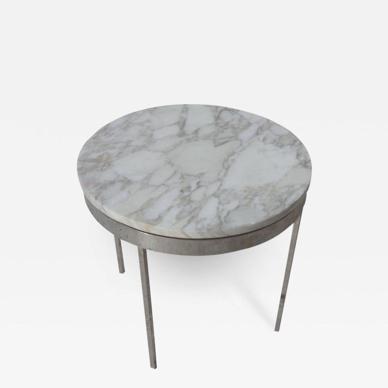 Nicos Zographos Mid Century Chrome Marble Side Table in the Style of Nico Zographos
