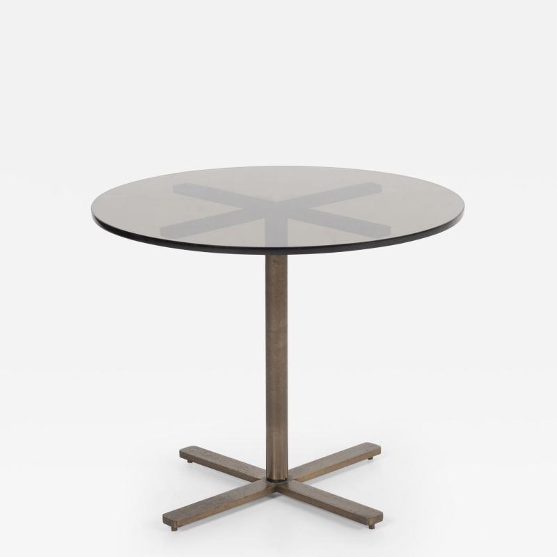 Nicos Zographos Nicos Zographos Bronze Base End Table with Glass Top 1970s