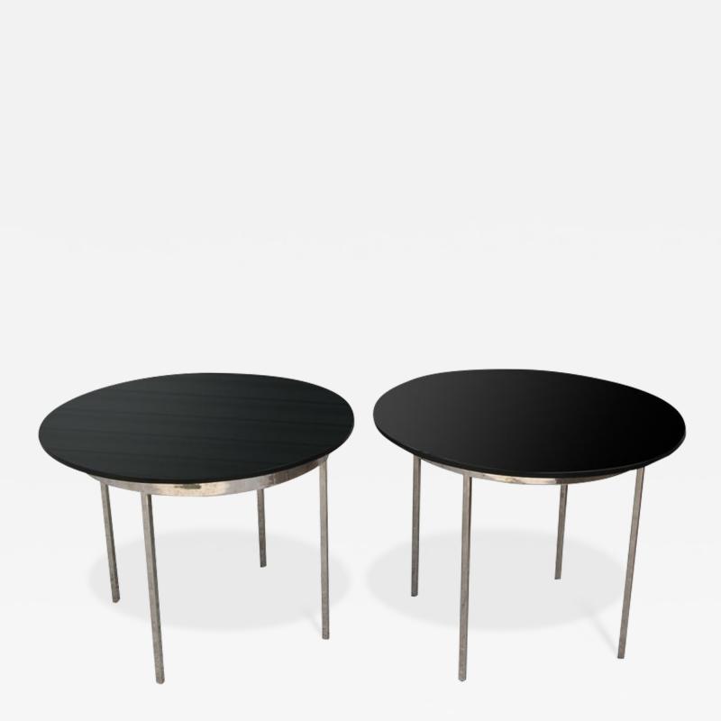 Nicos Zographos One Pair Mid Century Smoked Glass and Chrome Side Tables