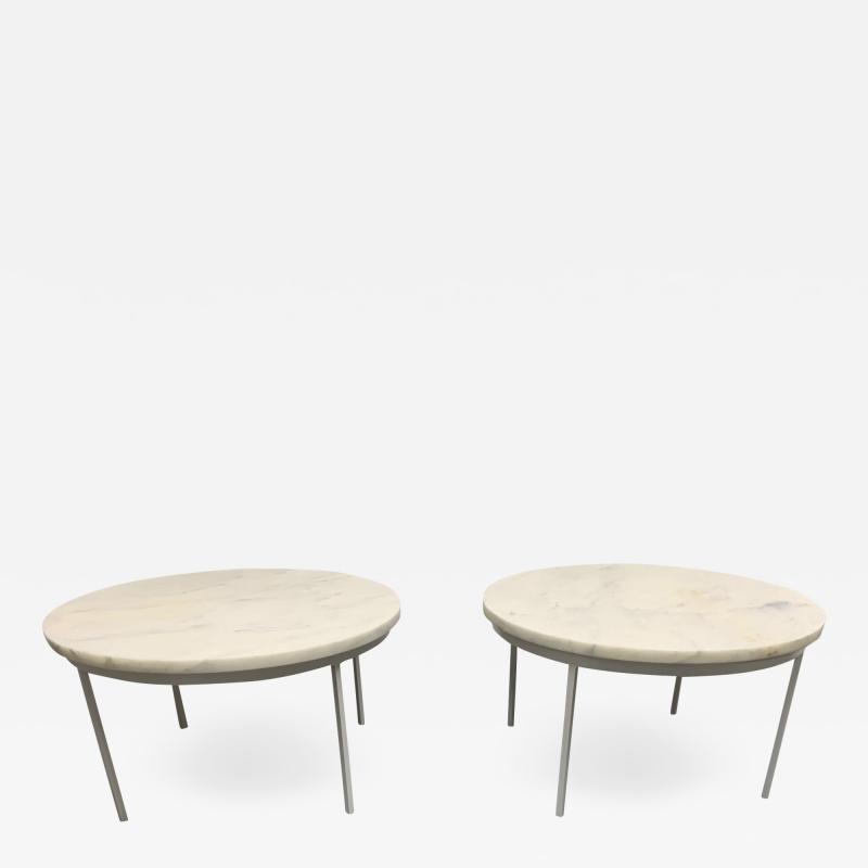 Nicos Zographos Pair Nicos Zographos Carrara Marble Top Tables
