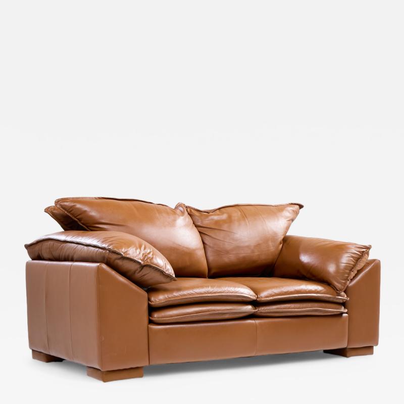 Niels Eilersen Niels Eilersen Monza Mid Century Danish Leather Two Seat Loveseat Sofa