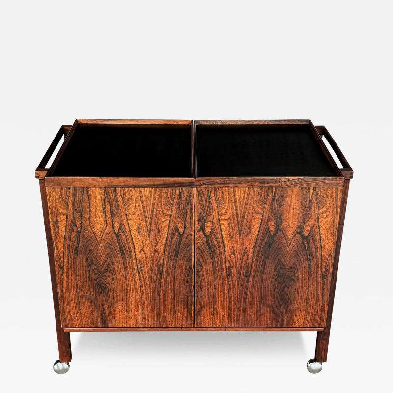 Niels Erik Glasdam Jensen Rosewood Expandable Bar Cart Cabinet by Niels Erik and Glasdam Jensen