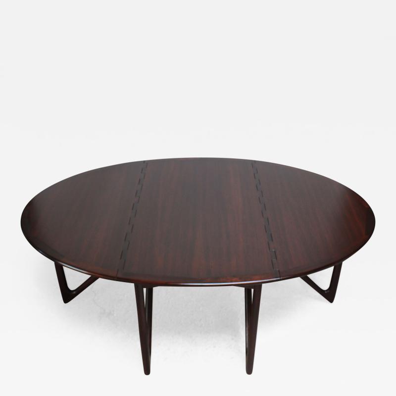 Niels Koefoed Niels Koefoed Elliptical Rosewood Gateleg Eva Dining Table Model 304