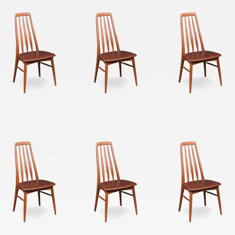 Niels Koefoed Niels Koefoed Eva Teak Leather Dining Chairs for Koefoeds Hornslet