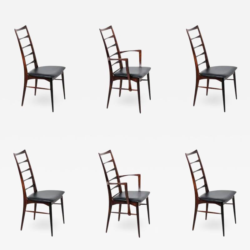 Niels Koefoed Niels Koefoed Lis Brazilian Rosewood Leather Dining Chairs
