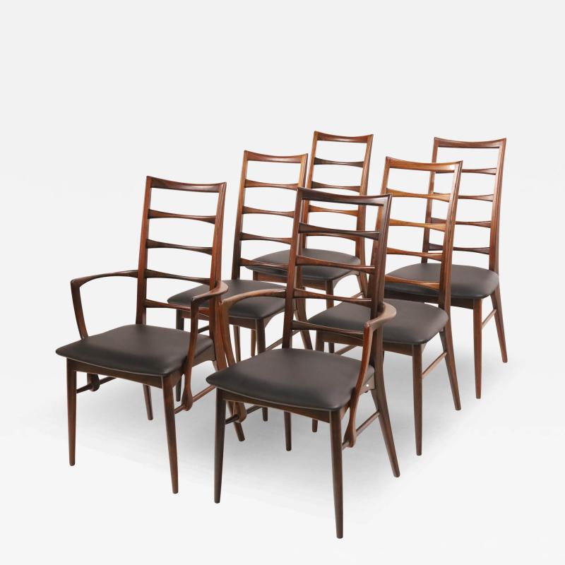 Niels Koefoed Set of Six Scandinavian Modern Rosewood Dining Chairs Designed by Niels Koefoed