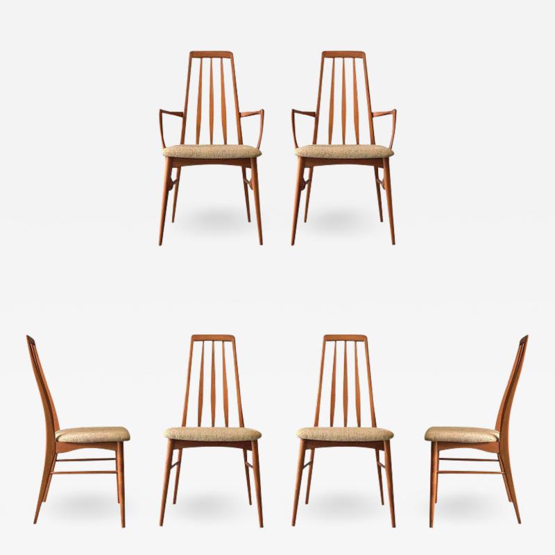 Niels Koefoed Vintage Danish Set of Six Teak Eva Dining Chairs by Niels Koefoed 2 Arms 4 Sides