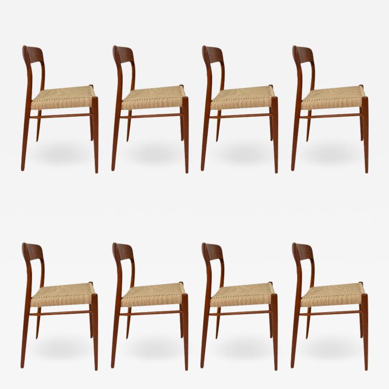 Niels Otto M ller 1960s Set of 8 Niels Moller Model 71 Teak Chairs with new danish rope