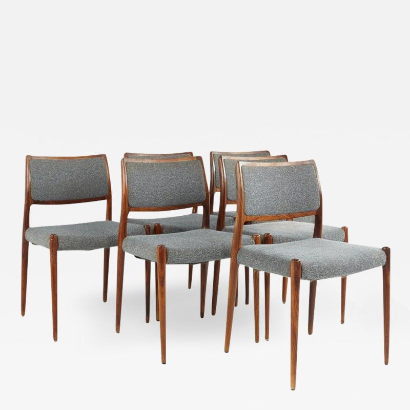 Niels Otto M ller Niels Moller Model 80 Mid Century Rosewood Dining Chairs Set of 6
