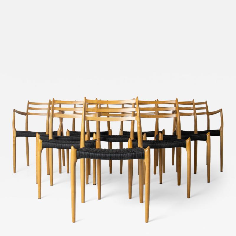 Niels Otto M ller Set of Ten Niels Otto M ller Model 78 and Model 62 Dining Chairs in Tiger Maple