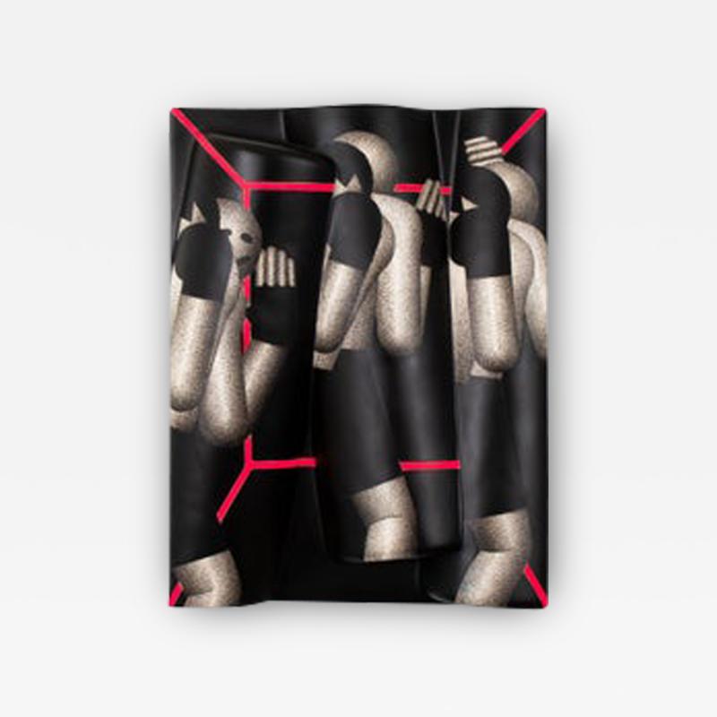 Nils Erichsen Martin Tubes and Neon Cubes 2 Ceramic Wall Relief by Nils Erichsen Martin 2019