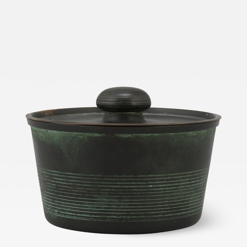 Nils Fougstedt Art Deco Lidded Box in Patinated Bronze by Nils Fougstedt