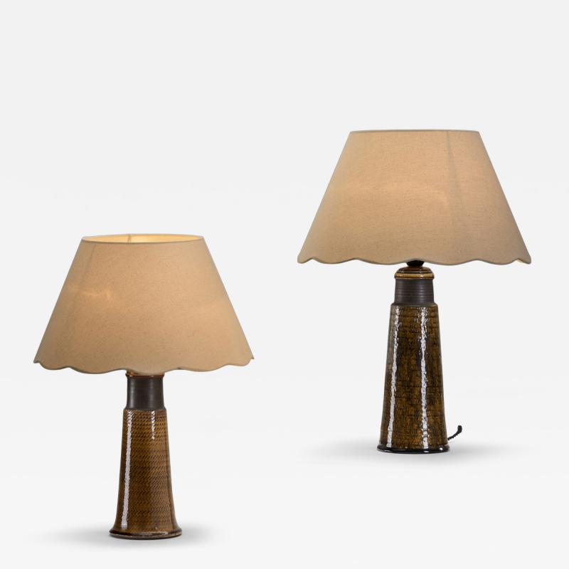Nils Kahler 613X31 Amber Table Lamps by Nils K hler for K hler Keramik Denmark 1960s