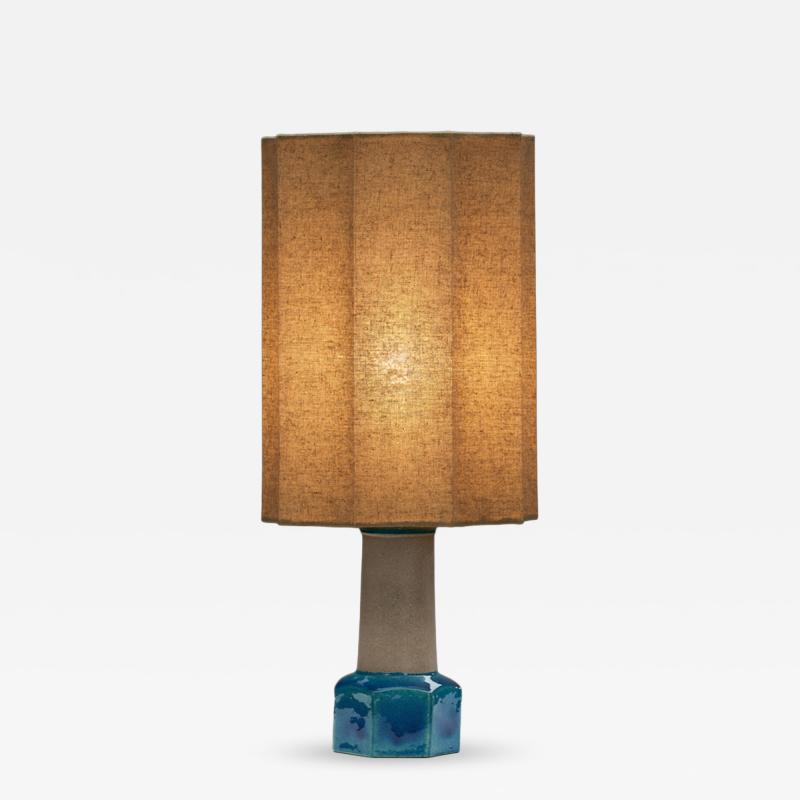Nils Kahler Blue Glazed Stoneware Table Lamp by Nils K hler Denmark ca 1950s