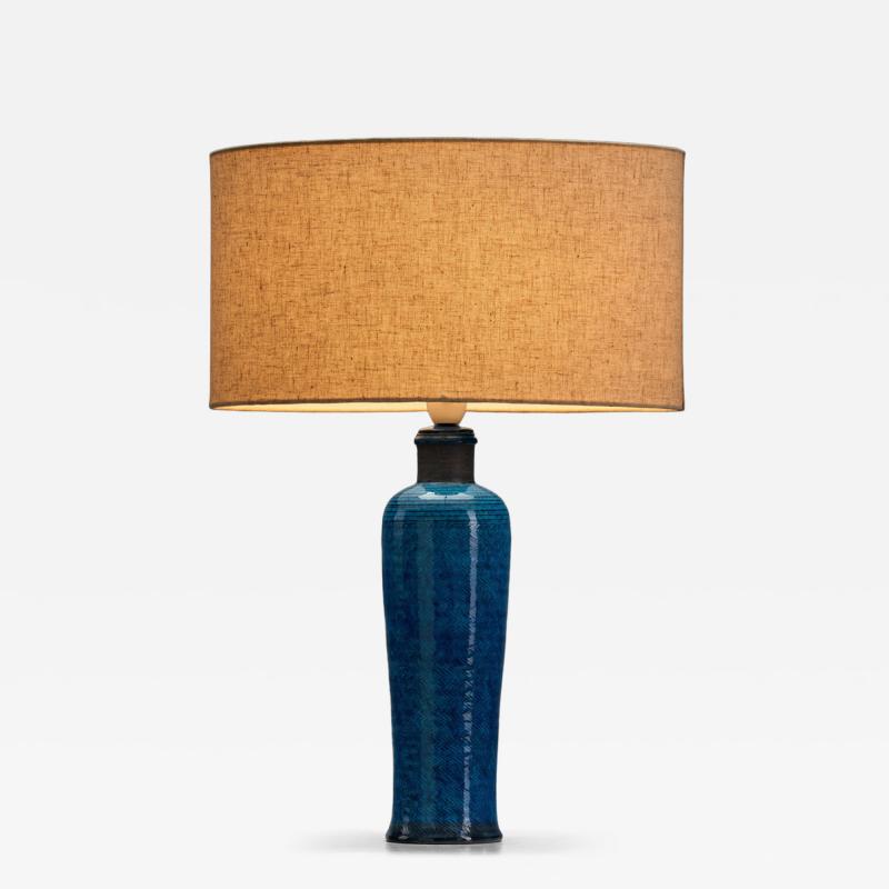 Nils Kahler Blue Glazed Stoneware Table Lamp by Nils and Herman K hler Denmark 1950s